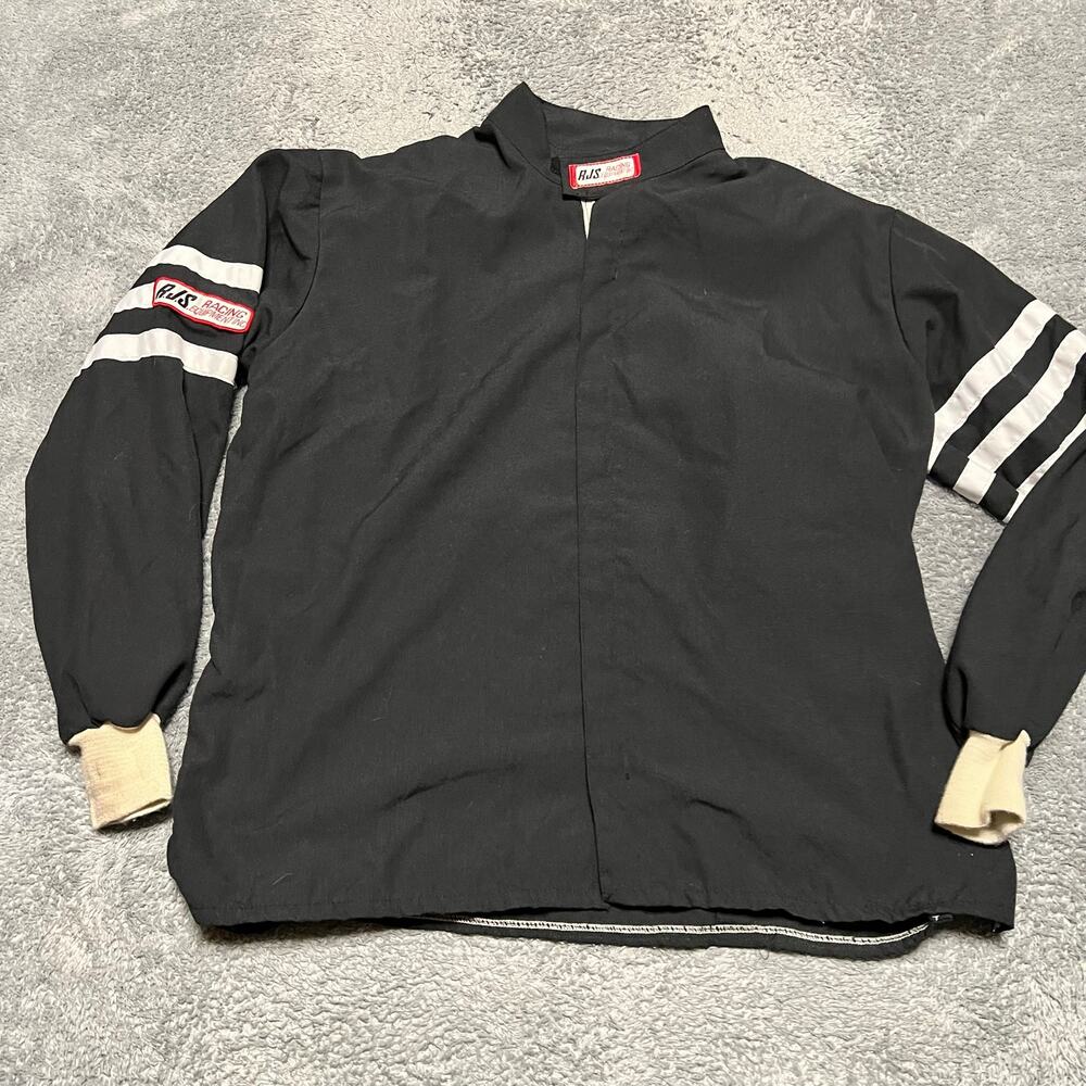 RJS Racing Jacket Mens 2XL Black Zip Flame Resistant Made USA Vintage